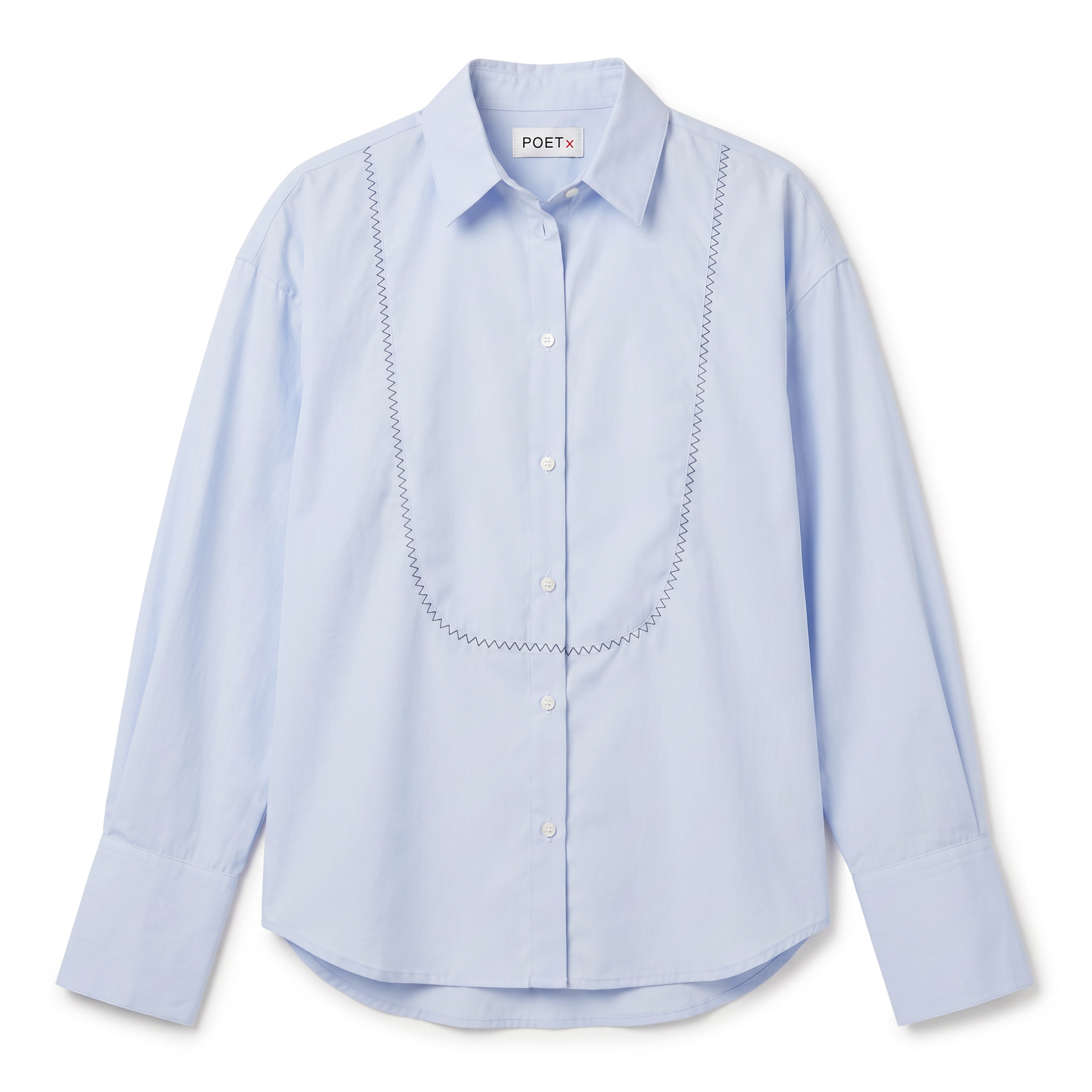 POETx Contrast zig zag tuxedo shirt in 100% cotton poplin.