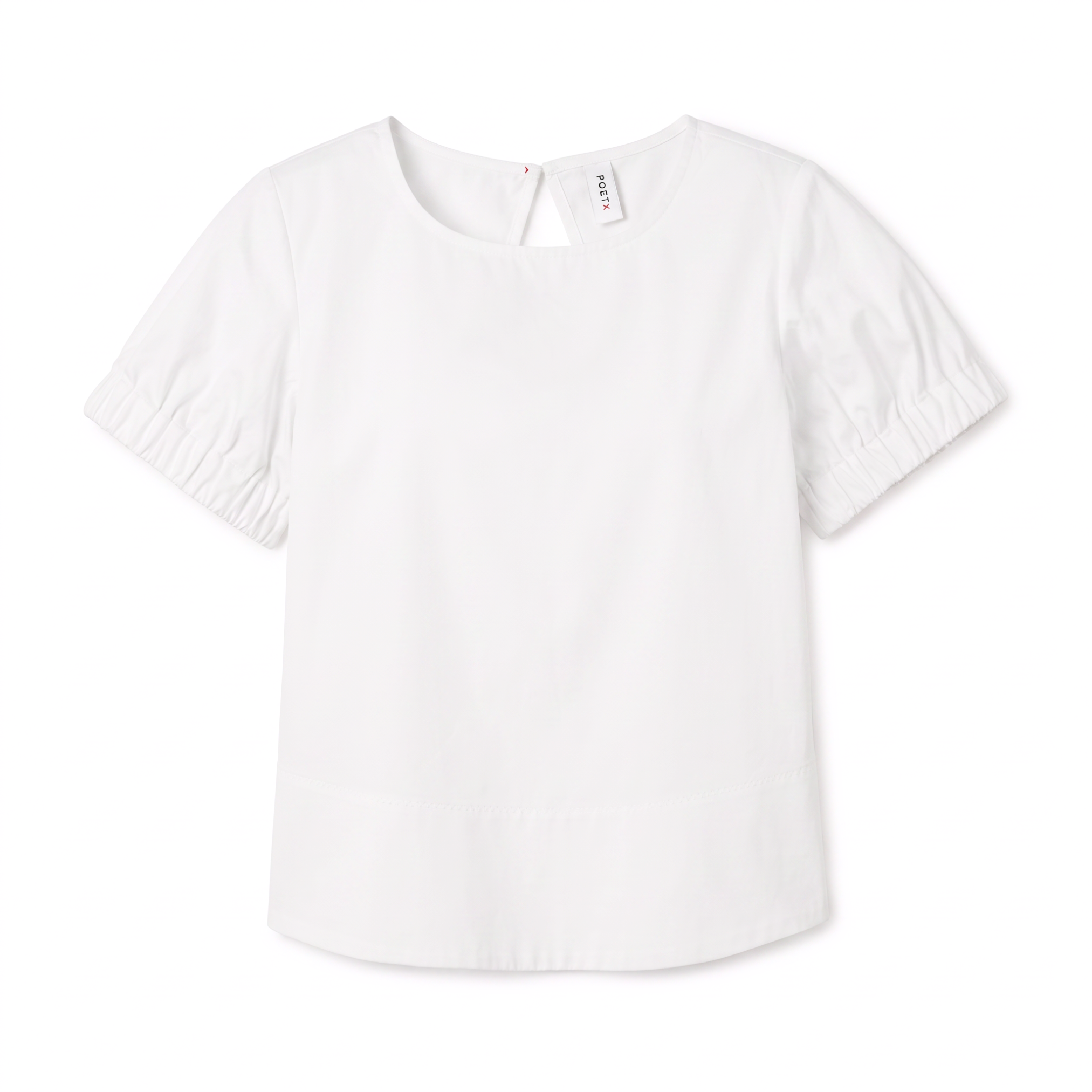 POETx Cropped elastic sleeve top in 100% cotton poplin.