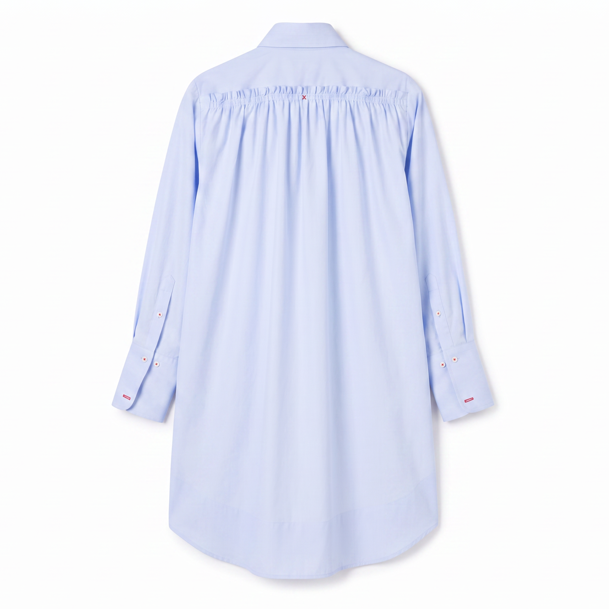 POETx shirt dress with two chest flap pockets and gathered back detail.