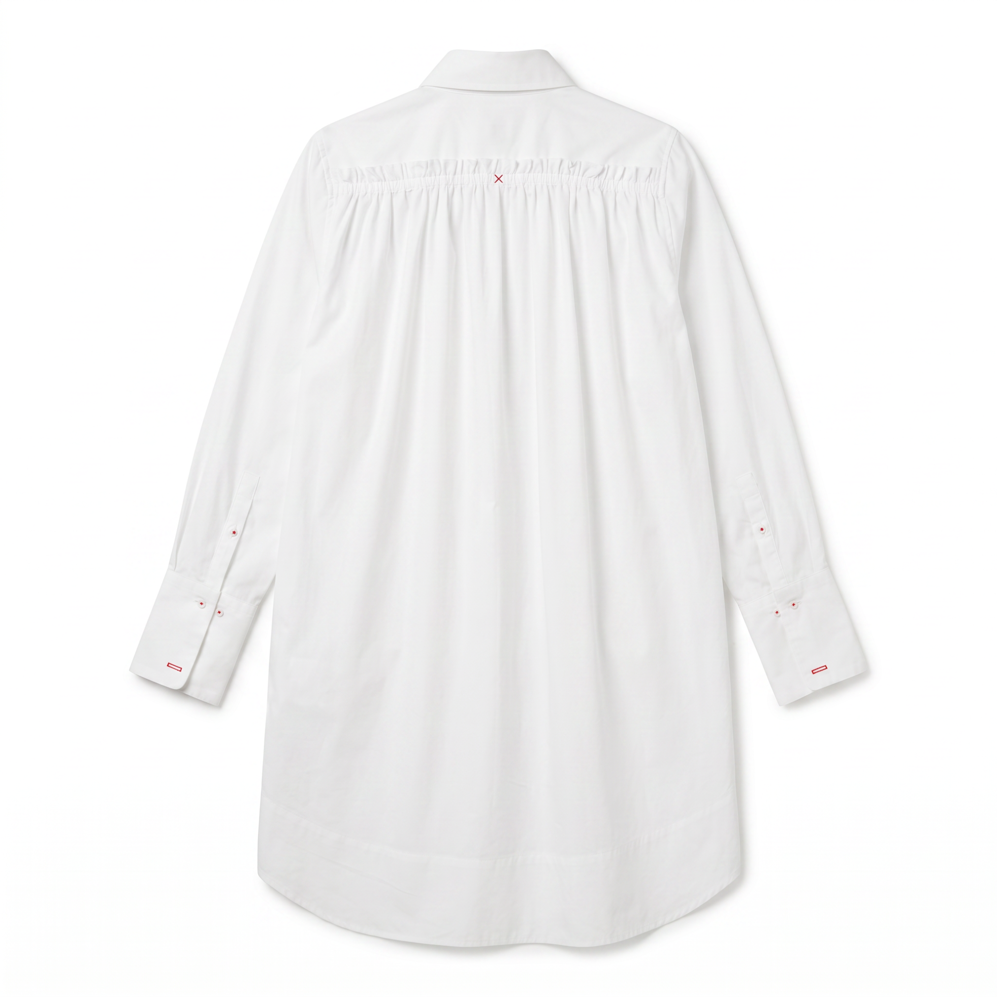 POETx shirt dress with two chest flap pockets and gathered back detail.
