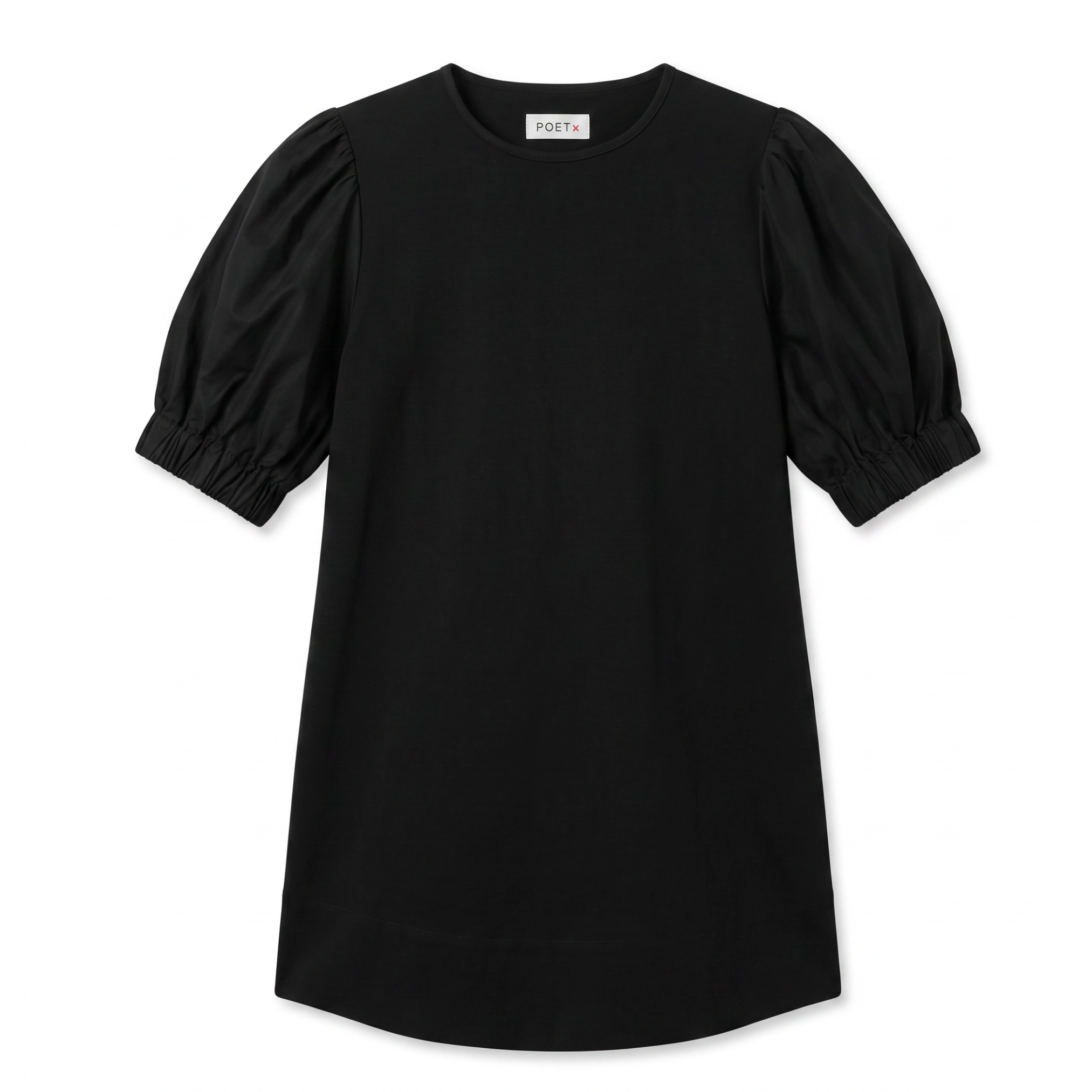 POETx cotton T-shirt dress in 100% Australian organic jersey cotton with cotton poplin sleeves.
