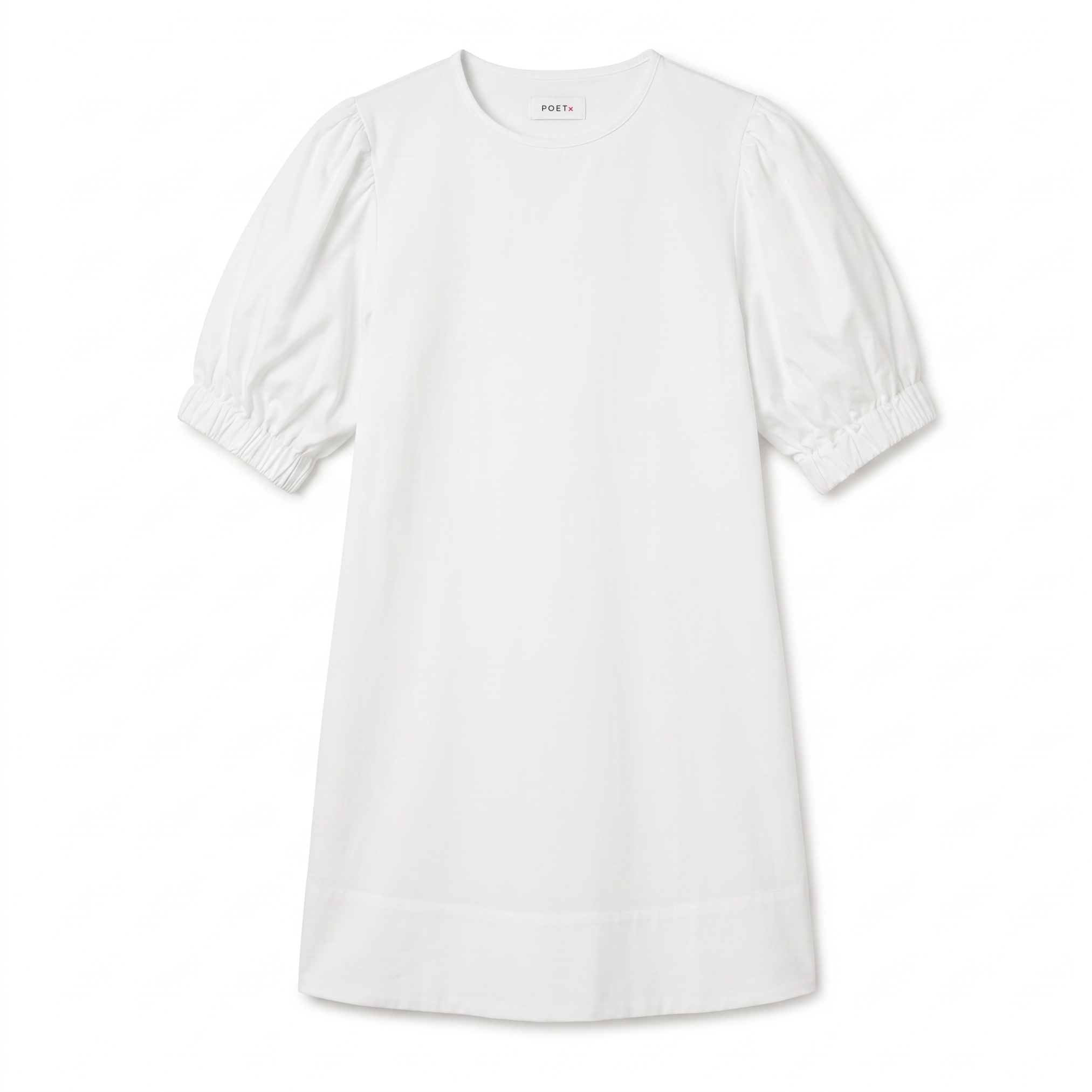 POETx cotton T-shirt dress in 100% Australian organic jersey cotton with cotton poplin sleeves.