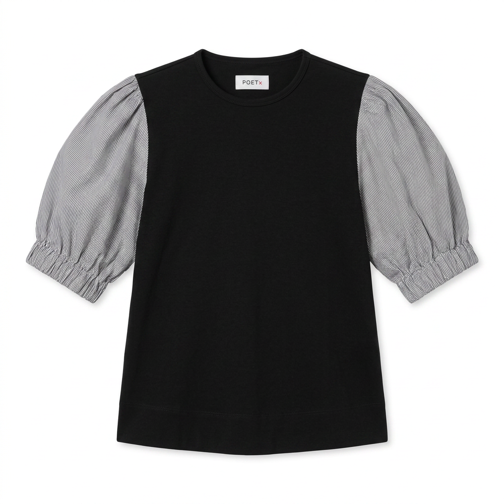 POETx Cotton T-Shirt made from 100% Australian organic cotton paired with polished cotton poplin sleeves.