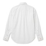 POETx cotton poplin velvet bow tuxedo shirt in white.